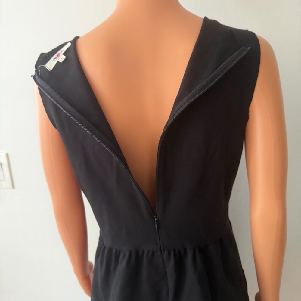 Madewell Silhouette Black Large Scuba Stretch Sleeveless Ponte Dress Raw Edge - Picture 6 of 15